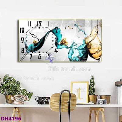 File tranh File tranh đồng hồ tráng gương hươu nai hiện đại FDH4196 (gốc) chủ đề trừu tượng