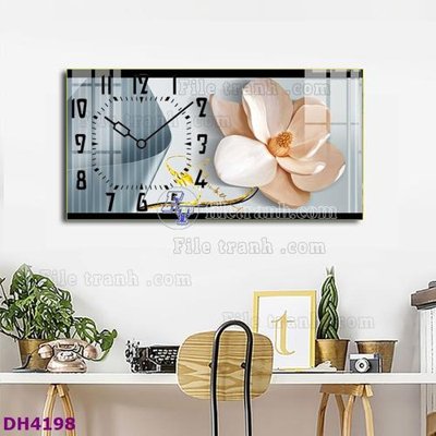 File in trần File tranh đồng hồ tráng gương hươu nai hiện đại FDH4198 (bản gốc) mây trời