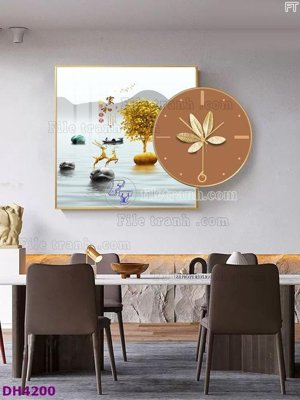 File PSD File tranh đồng hồ tráng gương kiểu mới DH4200 (nguyên gốc) chất lượng cao