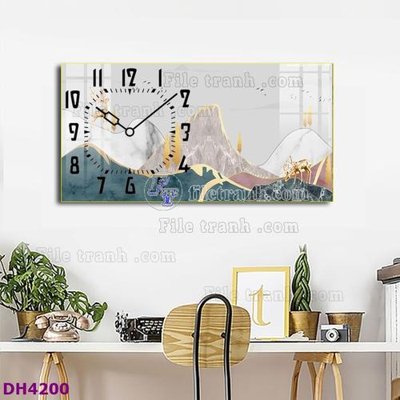 File gốc File tranh đồng hồ tráng gương hươu nai hiện đại FDH4200 (bản quyền) cho in ấn