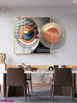 File in trần File tranh đồng hồ tráng gương kiểu mới DH4203 (bản gốc) phong cảnh