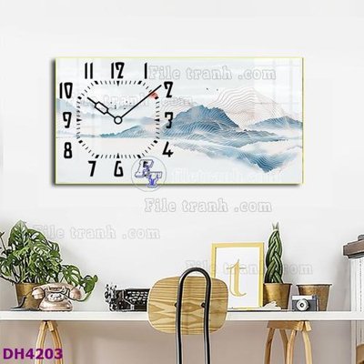 File gốc File tranh đồng hồ tráng gương hươu nai hiện đại FDH4203 (PNG) nền trong suốt