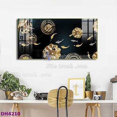 Ảnh gốc file in lụa File tranh đồng hồ tráng gương hươu nai hiện đại FDH4210 chi tiết