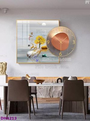 Tải file File tranh đồng hồ tráng gương kiểu mới DH4213 (gốc) làm file tranh quảng cáo