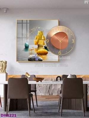 Ảnh gốc File tranh đồng hồ tráng gương kiểu mới DH4221 (độ nét cao) in mica