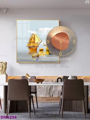 File ảnh File tranh đồng hồ tráng gương kiểu mới DH4234 (gốc) in quảng cáo ngoài trời