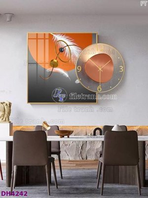 File tranh in trần 3D File tranh đồng hồ tráng gương kiểu mới DH4242 (ảnh gốc)