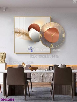 File in ấn chuyên nghiệp File tranh đồng hồ tráng gương kiểu mới DH4254 (file gốc)