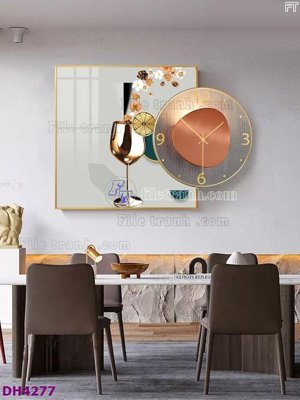 File gốc File tranh đồng hồ tráng gương kiểu mới DH4277 (trang trí) phòng ngủ