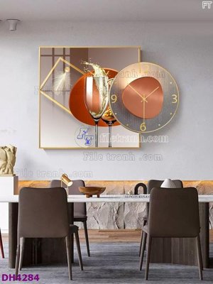 Ảnh gốc File tranh đồng hồ tráng gương kiểu mới DH4284 (độ nét cao) in tráng gương