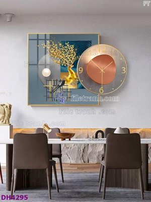 File gốc File tranh đồng hồ tráng gương kiểu mới DH4295 (in tráng gương) ốp tường