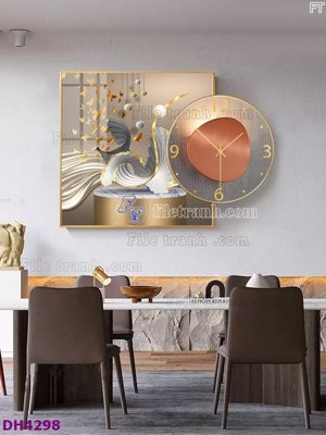File tranh File tranh đồng hồ tráng gương kiểu mới DH4298 (bản gốc) trang trí văn phòng