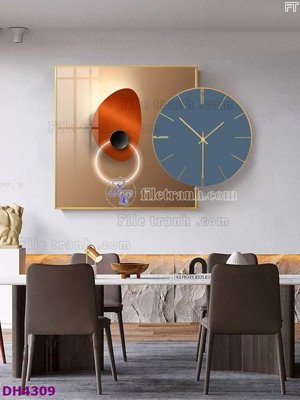 File in trần File tranh đồng hồ tráng gương kiểu mới DH4309 (file gốc) phong thủy