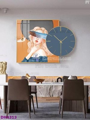 File tranh File tranh đồng hồ tráng gương kiểu mới DH4313 (bản gốc) in canvas