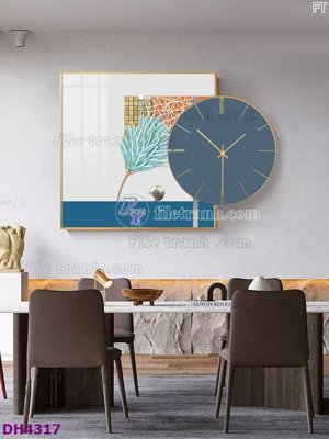 Tải file File tranh đồng hồ tráng gương kiểu mới DH4317 (ảnh gốc) in tranh kính