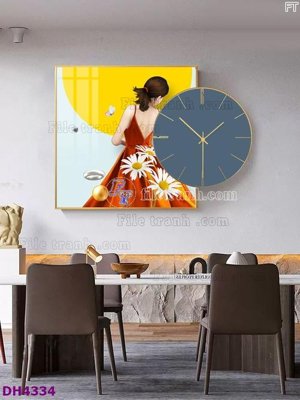 File PSD File tranh đồng hồ tráng gương kiểu mới DH4334 (bản gốc) độ phân giải cao