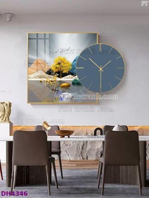 File in mica File tranh đồng hồ tráng gương kiểu mới DH4346 (bản gốc) siêu trong