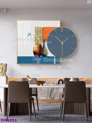 File in lụa File tranh đồng hồ tráng gương kiểu mới DH4351 (hoa văn) File tranh đồng hồ tráng gương kiểu mới DH4351