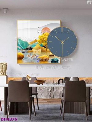 File gốc File tranh đồng hồ tráng gương kiểu mới DH4376 (in 3D) cho trang trí