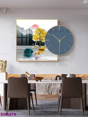 File in lụa File tranh đồng hồ tráng gương kiểu mới DH4379 (chất lượng cao) File tranh đồng hồ tráng gương kiểu mới DH4379
