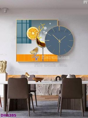 File tranh File tranh đồng hồ tráng gương kiểu mới DH4385 (gốc) in trên kính