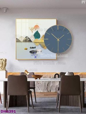 File in lụa File tranh đồng hồ tráng gương kiểu mới DH4391 (chất lượng cao) File tranh đồng hồ tráng gương kiểu mới DH4391