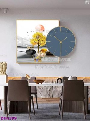 File PSD File tranh đồng hồ tráng gương kiểu mới DH4399 (gốc) tách lớp chi tiết