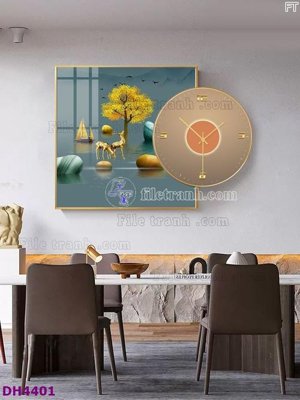 File tranh File tranh đồng hồ tráng gương kiểu mới DH4401 (ảnh gốc) chi tiết rõ ràng