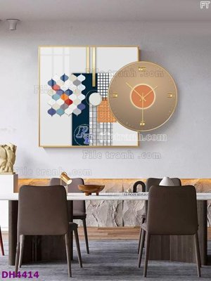 Tải file File tranh đồng hồ tráng gương kiểu mới DH4414 (ảnh gốc) in tranh kính