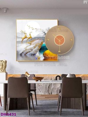 File gốc File tranh đồng hồ tráng gương kiểu mới DH4431 (trang trí) phòng ngủ
