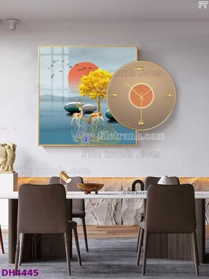 Download file File tranh đồng hồ tráng gương kiểu mới DH4445 (chất lượng in ấn)
