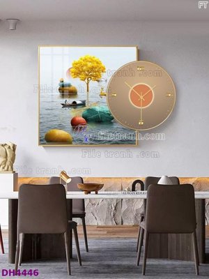 Download file tranh File tranh đồng hồ tráng gương kiểu mới DH4446 (file gốc PSD)