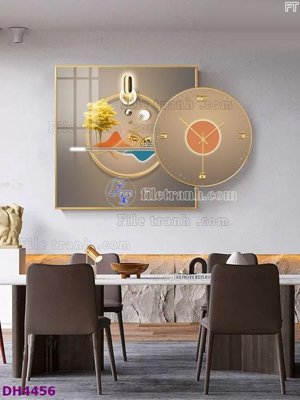 File gốc File tranh đồng hồ tráng gương kiểu mới DH4456 (in lụa) chi tiết cao