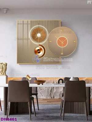 File tranh File tranh đồng hồ tráng gương kiểu mới DH4461 (gốc) in trên kính