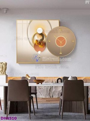 Tải file File tranh đồng hồ tráng gương kiểu mới DH4510 (gốc) chủ đề hoa sen