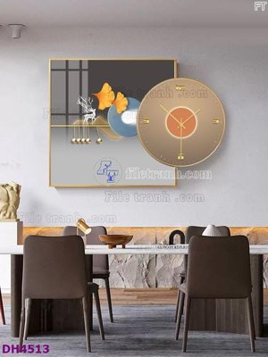 File gốc File tranh đồng hồ tráng gương kiểu mới DH4513 (thiết kế) cho in ấn