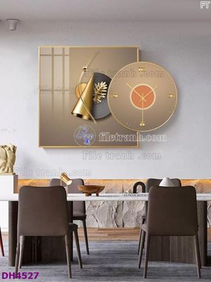 File in trần File tranh đồng hồ tráng gương kiểu mới DH4527 (bản gốc) phong cảnh