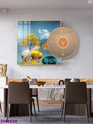 File tranh File tranh đồng hồ tráng gương kiểu mới DH4530 (gốc) in film