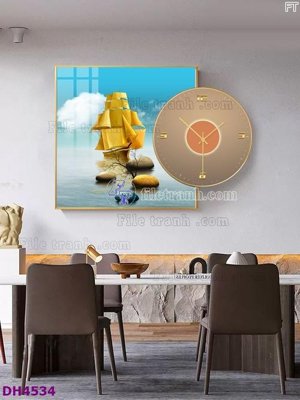 Ảnh gốc file in lụa File tranh đồng hồ tráng gương kiểu mới DH4534 chi tiết