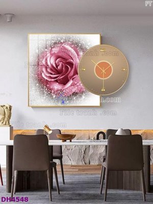 File tranh in trần 3D File tranh đồng hồ tráng gương kiểu mới DH4548 (ảnh gốc)