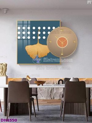 File tranh gốc File tranh đồng hồ tráng gương kiểu mới DH4550 chủ đề hiện đại