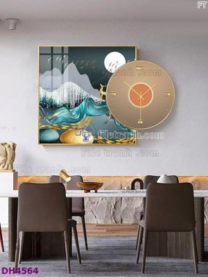 File gốc File tranh đồng hồ tráng gương kiểu mới DH4564 (PNG) không nền chất lượng
