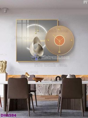 File PSD File tranh đồng hồ tráng gương kiểu mới DH4584 (bản gốc) chất lượng nhất