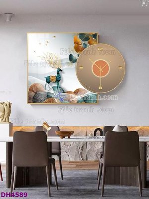 Hình ảnh file gốc File tranh đồng hồ tráng gương kiểu mới DH4589 cho in UV