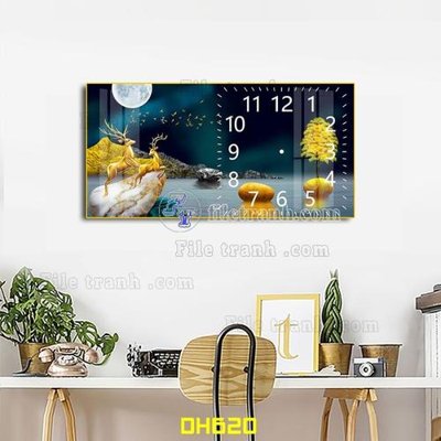 File ảnh File tranh đồng hồ tráng gương DH620 (gốc) in Hiflex