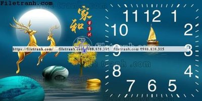 File in trần tranh đồng hồ DH7017 (bản gốc) phong cảnh