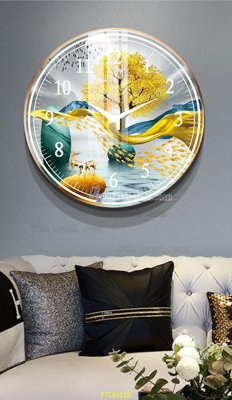 File ảnh File tranh đồng hồ tráng gương FTDH118 (gốc) trang trí khách sạn