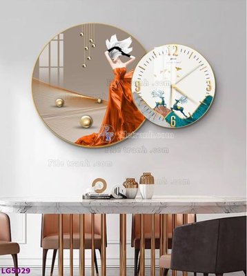 File gốc File tranh đồng hồ tráng gương tròn lồng ghép LG5029 (PNG) không nền chất lượng