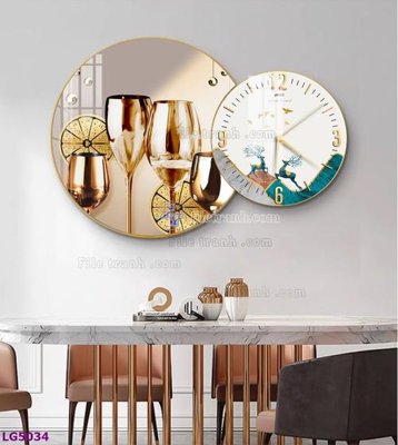 File ảnh File tranh đồng hồ tráng gương tròn lồng ghép LG5034 (gốc) in poster