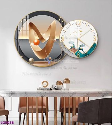 File tranh gốc PSD File tranh đồng hồ tráng gương tròn lồng ghép LG5038 còn nguyên layer